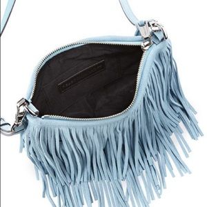 Rebecca Minkoff Finn Blue Suede Fringe Crossbody